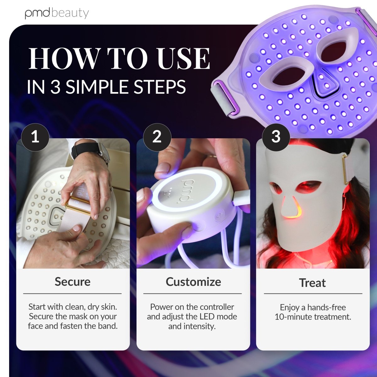 Mascarilla de terapia de luz LED PMD